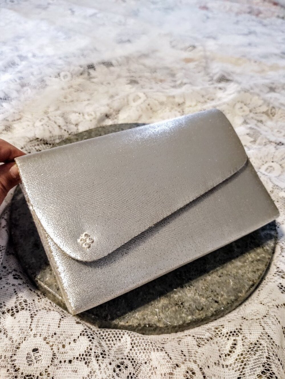 Vintage LaRegale Metallic Silver Evening Clutch